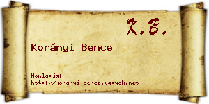 Korányi Bence névjegykártya